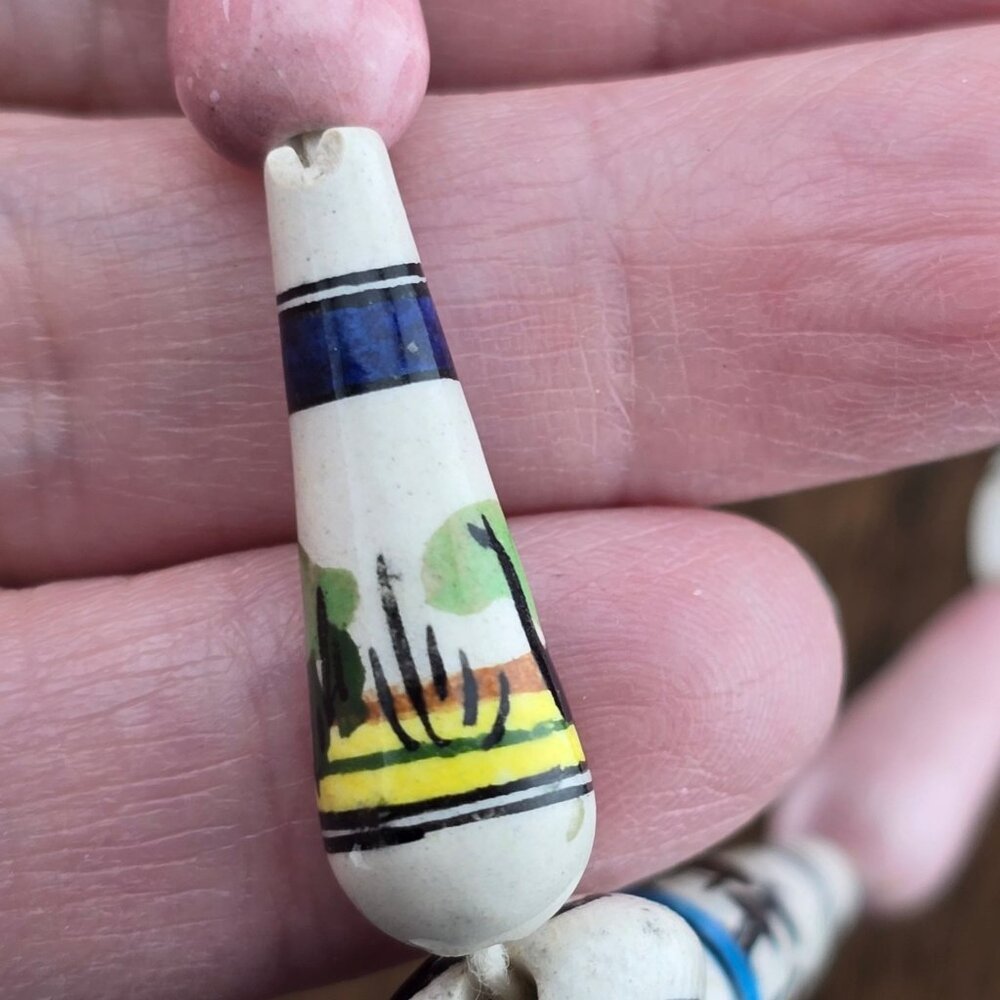 Hand-Painted Ceramic Beaded Necklace With Wildlife & Landscape Scenes READ - Picture 12 of 13